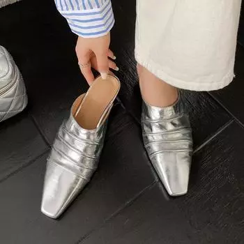 Muller Тапочки женские туфли-лодочки с квадратным носком из натуральной кожи тапочки весна-лето лаконичные повседневные рабочие туфли женские новое поступление 34 чёрный