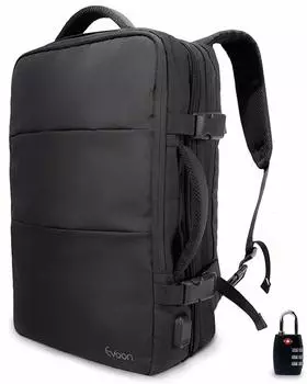 Multi Business Backpack Business Large Travel Water USB Black [Evoon] 2.0 Backpack, Мужской рюкзак, Вместимость, Сумка, Водонепроницаемый, Многофункциональный, чёрный