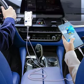 Multi Charging Cable USB C Splitter Cable 2 in 1 Fast Charging Cord 5A with 2 Type-C USB Port for Phones Tablets 2TC фиолетовый