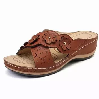 Multi-color cross retro flower super flat bottom round head casual beach women s sandals slippers women s shoes 35 красный