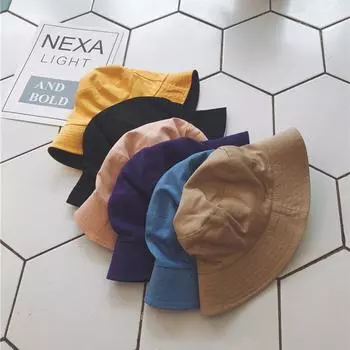 Multi-color double-sided bucket hat women s summer two-sided casual versatile solid color sun hat men s yellow basin hat M56-58cm жёлтый