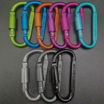 Multi Colors Aluminium Alloy Safety Buckle with Lock Sports Keychain Climbing Button D-shape Carabiner Camping Hiking Hook