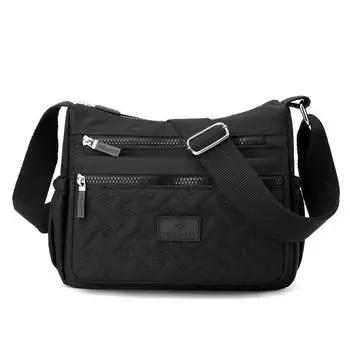 Multi-compartment Shoulder Bag Women s Crossbody Bag Large Capacity Nylon Mother Bag чёрный