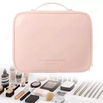 Multi-Compartment Toiletry Bag Portable PU Leather Cosmetic Bag Large Capacity Travel Makeup Bag Waterproof Outdoor Makeup Bag белый