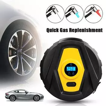 Multi-function Car Fast Air Pump Small Mini Round Portable 12v Intelligent Digital Display High-power Car Tire Pump Cylinder жёлтый