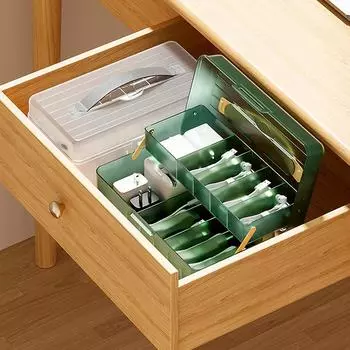 Multi-function Desktop Double Layer Data Cable Storage Box Phone Charger Charging Cable Finishing Box Wire Cable Organizer белый