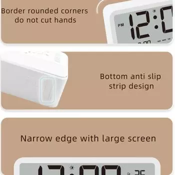 Multi-function Digital Clock LED Brightness Adjustable Temperature & Humidity Display Dual Mode Alarm Clock Bedside Desk Clock белый