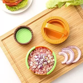 Multi-function Meat Press Hamburger Patty Maker Press Non-Stick Round Manual Rice Ball Mold Size Adjusted Kitchen BBQ Tools чёрный