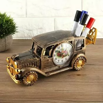 Multi-function Pen Holder Alarm Clock Classical Vintage Car Gift for Students School Supplies Desk Organizer Accessories C