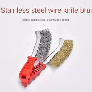 Multi-function Tool Wire Brush Copper Plated Stainless Steel Brush 1PCS Long Handle Kitchen Grill Special Plate Rust Removal жёлтый