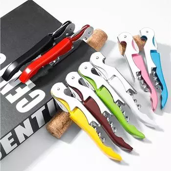 Multi-Functional 2 in 1 Bottle Openers Stainless Steel Wine Cork Screw Corkscrew Beer Cap Remover Kitchen Gadget Bar Accessories красный