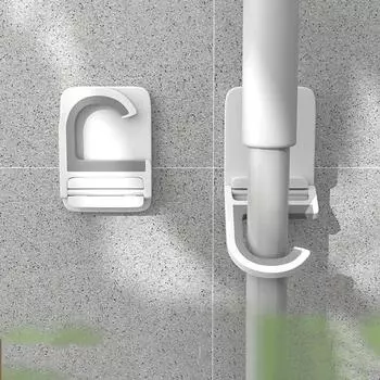 Multi-functional Broom Hanger with Adhesive Hooks and Shelf Organizer for Home Storage