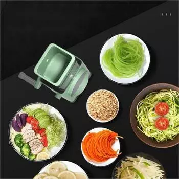 Multi-functional household vegetable cutter, hand roller shredder, full coverage suction cup зелёный