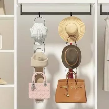 Multi-functional Iron Art Hat Hook No-drilling Needed Wall-mounted Storage Organizer For Hats Scarves Bags Clothes