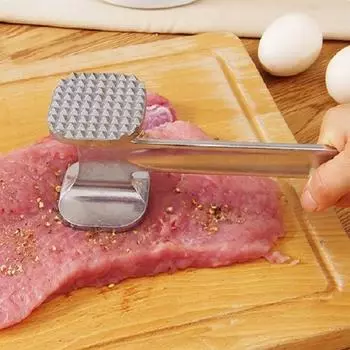 Multi-functional meat hammer Double-sided meat hammer Portable steak pork tool Zinc alloy tender meat hammer Kitchen tool серебряный