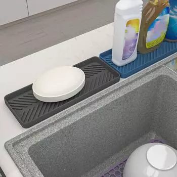 Multi-functional Silicone Dish Drying Mat Non-slip Sink Mat Kitchen Accessories Tea Cup Mat Home синий