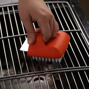 Multi Functional Stainless Steel Barbecue Net Cleaning Brush with Shovel Blade Grill Net Cleaning Brush синий