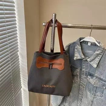 Multi-Functional Three-Purpose Backpack Women s 2025 New Backpack Casual Canvas Shoulder Bag Large Capacity Tote Bag Black tea without pendant