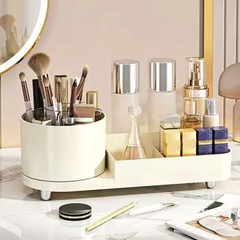 Multi-grid Cosmetic Storage Box Plastic Makeup Brush Holder Bathroom белый