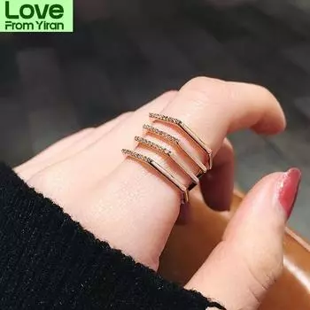 Многослойное открытое кольцо, новые модные ювелирные изделия, регулируемые кольца для женщин, леди, подарки на День святого Валентина, бижутерия Resizable розового золота