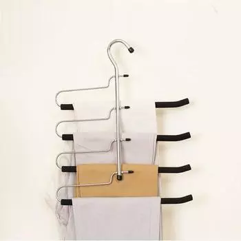 Многослойная вешалка для брюк Сталь+Губка Противоскользящая БрюкиШарф Стойка для хранения брюк 4 в 1 Шкаф Многоцелевое полотенце серый