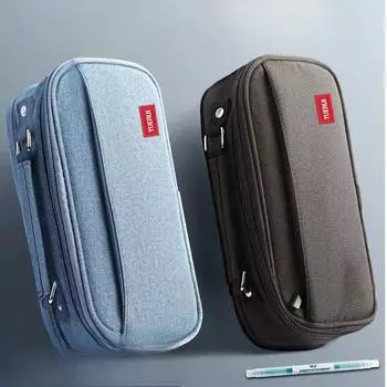 Multi Layer Partition Handheld Pencil Case Thickened Large Capacity Canvas Storage Bag Student Pencil Case розовый