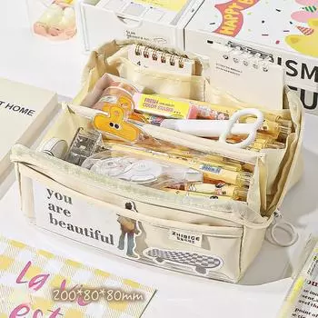 Multi Layer Prisms Large Capacity Transparent Pencil Case Multifunctional Simple And High Appearance Pencil Case 1Pc белый