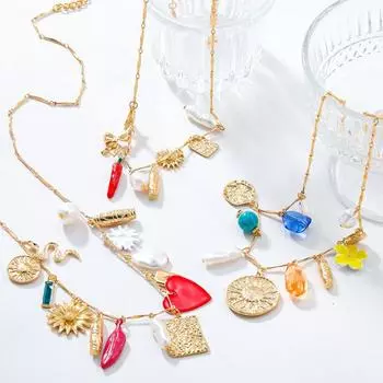 Multi Layer Star Heart Flower Chains Bohemian Style Jewelry Neck Accessories Gift 1 Set