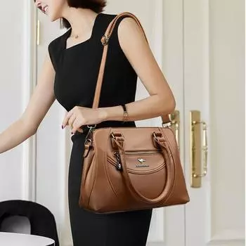 Multi-pocket Purses and Handbags Soft Leather Shoulder Bag Luxury Designer Crossbody Messenger Bags Elegant Tote for Women