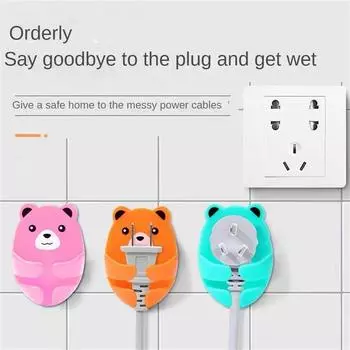 Multi-purpose Hook Wall Mounted No-punch Bear Shape Hooks Self Adhesive Hooks Plug Storage Hook Multi-function Hooks