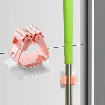 Multi-Purpose Hooks Mop Rack Wall Mount Broom Holder Non-Slip Mop Broom Holder белый