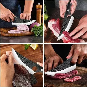 Multi-Purpose Kitchen Knife Handmade Forged Knife Meat Cleaver Boning Chef Knife for Kitchen Butcher Knife Kitchen Accessories 3.5 inch
