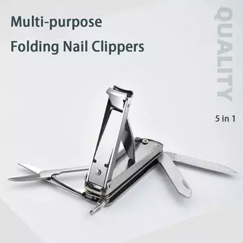 Многоцелевые кусачки для ногтей 5-в-1 триммеры для ногтей складные кусачки для ногтей из нержавеющей стали брелок маникюрные инструменты красный