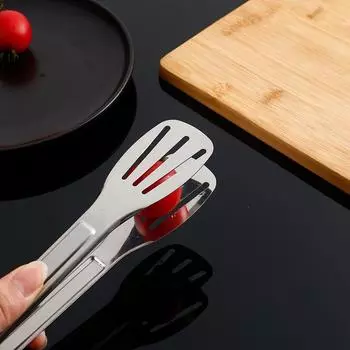 Многоцелевые щипцы для еды из нержавеющей стали — идеально подходят для барбекю, хлеба и шведского стола 17.5cm серебряный