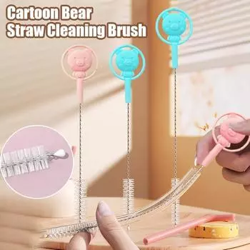 Многофункциональная щетка для чистки соломинок из нержавеющей стали - многоразовая, для эффективной очистки сосок-трубочек с мягкой нейлоновой щетиной