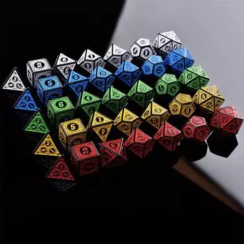 Многогранный набор из 7 игральных костей для TRPG DND, аксессуары, многогранные игральные кости D4 D6 D8 D10 D12 D20 для настольной карточной игры, математическая игра