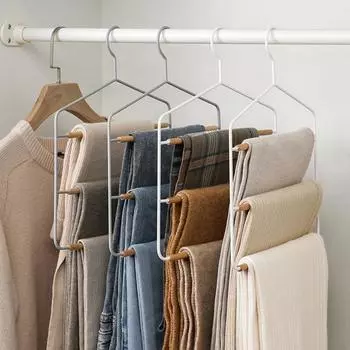 Multi-tier Iron Trouser Rack,Traceless Drying Rack for Home Organization,Multi-functional Wood Pants Hanger for Towel Scarf, 1Pc 1PCS белый