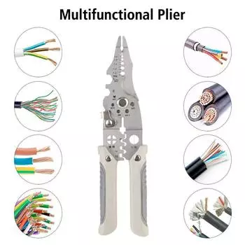 Multi Tools Cut Line Hand Tools Crimping Tool Cable Stripping Wire Cutter Multifunctional Wire Stripper Cable Crimper Pliers серый