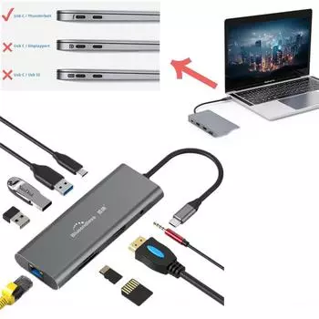 Multi Usb 3,0 4k Vga Rj45 адаптер для разветвителя 3-портовый USB-концентратор Usb-c Type C для Macbook USB-концентратор док-станция для ноутбука HC401