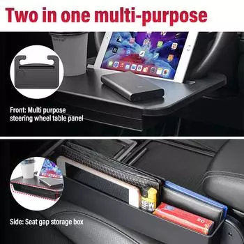 Multi-used Car Laptop Computer Desk Mount Stand Drink Food Coffee Steering Wheel Dining Table Bracket Seat Gap Filler Organizer чёрный