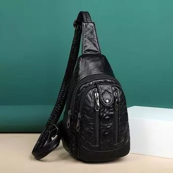 Multi-zipper Retro Women s Breast Bag Daily Large Capacity Portable Mother Bag Trendy Leisure Travel Bag