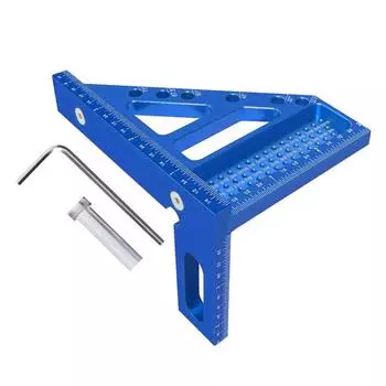 Многоугольный квадратный квадратный линейный транспортир из алюминиевого сплава высокой точности 3D прочный универсальный инструмент для деревообработки синий