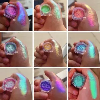 MultiChrome Перемещающиеся пигменты Хамелеон Тени для век Пудра Дуохромные тени для век Хамелеон Бесконечные хромированные сияющие тени для век