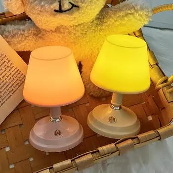 Multicolor Mini LED Mushroom 3AA Battery Night Lights For Bedroom Eye Protection Warm Lamp Bedside Bedroom Lamp Decor Desk Lamp бежевый