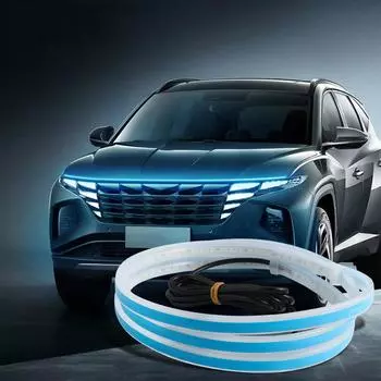 Multicolour Car Led Decoration Lights 1.8m 1.5m Strip Car Engine Cover Daytime Running Light Universal Decor Lamp Start Scan 150cm синий