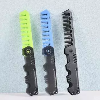 Multifuncional Portable Plastic Folding Pocket Combs Barber Men Oil Head Beard Combs Hair Styling Wide Tooth Combs зелёный