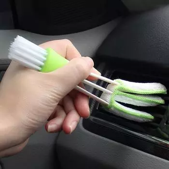 Multifunction Car Air Vent Cleaner Mini Double-End Micro Fiber Vent Duster Removable Cloth Cover Portable Cleaning Brush For Car B