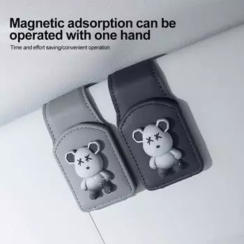 Multifunction Car Sun Visor Glasses Clip Creativity Leather Eyeglasses Clip Sunglasses Holder Case Auto Interior Accessorie чёрный