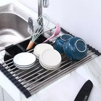 Multifunction Foldable Dish Drying Rack Drainer Kitchen Organizer Storage Drainer Retractable Rack Over Sink With Utensil Holder CHINA