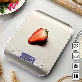 Multifunction Kitchen High-precision Electronic Pastry Baking Scale LCD Display 10kg/1g Stainless Steel Electronic Scales 5Kg серебряный